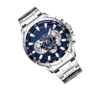 Genérico Men’s Metal Watch, Classic Stainless Steel Timepiece, Alloy Case Three Subdial, Mechanical Band Calendar Date, Stylish Jewelry Gift for Birthdays, Men