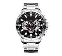 Genérico Men’s Metal Watch, Classic Stainless Steel Timepiece, Alloy Case Three Subdial, Mechanical Band Calendar Date, Stylish Jewelry Gift for Birthdays, Men