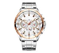 Genérico Men’s Metal Watch, Classic Stainless Steel Timepiece, Alloy Case Three Subdial, Mechanical Band Calendar Date, Stylish Jewelry Gift for Birthdays, Men
