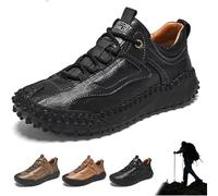 Genérico Men’s Vintage Leather Hiking Shoes, Cushygait Boots Vintage Leather Hiking Shoes, For Driving & Walking (Black,44)