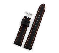 Genérico MENGKG Correa De Reloj De Piel De Vaca + Oxford, Correa De Tela De Lona, 18mm, 19mm, 20mm, 21mm, 22mm, 23mm, 24mm, Correa Impermeable For Hombres Y Mujeres(Black-orange line,24mm)