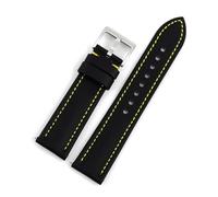 Genérico MENGKG Correa De Reloj De Piel De Vaca + Oxford, Correa De Tela De Lona, 18mm, 19mm, 20mm, 21mm, 22mm, 23mm, 24mm, Correa Impermeable For Hombres Y Mujeres(Black-yellow line,18mm)