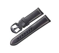 Genérico MENGKG Correas De Reloj De Cuero Crazy Horse, Correas De Cuero For Reloj Wirst, 20mm, 22mm, 24mm, Pulsera De Reloj For Hombre, Cinturón De Piel De Vaca(Black-Black Buckle,24mm)
