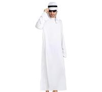 Genérico Men's Arabian Sheikh Costume - Long Robe, Headscarf & Headband Cosplay Set | Deluxe Cultural Robe for Halloween, Carnival, Role-Playing & Theme Parties