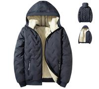 Genérico Men's Autumn Winter Hooded Faux Woolen Cotton Jacket,Full Zipper Thicken Thermal Athletic Outwear,Windproof Warm Hoodie Coat