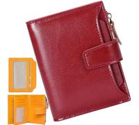 Genérico Men's Blocking Bifold Wallet,PU Leather Zipper Pocket Anti Theft Coin Wallet,Credit Card Slots Purse with ID Window