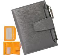 Genérico Men's Blocking Bifold Wallet,PU Leather Zipper Pocket Anti Theft Coin Wallet,Credit Card Slots Purse with ID Window