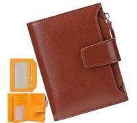 Genérico Men's Blocking Bifold Wallet,PU Leather Zipper Pocket Anti Theft Coin Wallet,Credit Card Slots Purse with ID Window