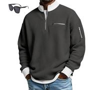 Genérico Men's Casual up Collar Zipper Sweatshirt,Loose Fit Contrasting Pullover,Men Fashion Half-Zip Long-Sleeve Pullover