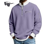 Genérico Men's Casual up Collar Zipper Sweatshirt,Loose Fit Contrasting Pullover,Men Fashion Half-Zip Long-Sleeve Pullover