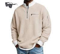 Genérico Men's Casual up Collar Zipper Sweatshirt,Loose Fit Contrasting Pullover,Men Fashion Half-Zip Long-Sleeve Pullover