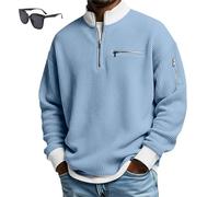 Genérico Men's Casual up Collar Zipper Sweatshirt,Loose Fit Contrasting Pullover,Men Fashion Half-Zip Long-Sleeve Pullover