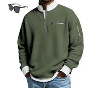 Genérico Men's Casual up Collar Zipper Sweatshirt,Loose Fit Contrasting Pullover,Men Fashion Half-Zip Long-Sleeve Pullover