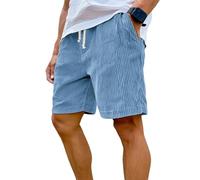 Genérico Men's Corduroy Shorts with Elastic Drawstring Waist, Casual Lightweight Summer Shorts with Pockets (A-Blue,XXL)