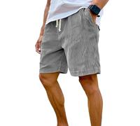 Genérico Men's Corduroy Shorts with Elastic Drawstring Waist, Casual Lightweight Summer Shorts with Pockets (B-Gray,3XL)