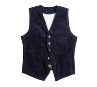 Genérico Mens Corduroy Suit Vest,Slim Fit V Neck Solid Vintage Waistcoat,Casual Single Breasted Vest with Pocket for Business Work (FR/ES, Letras, L, Regular, Regular, Dark Blue)