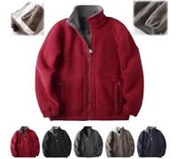 Genérico Men's Double Layer Fleece Hooded Jacket,Winter Warm Thick Soft Fleece Coat for Men,Full Zip Lightweight Outdoor Hiking Jacket