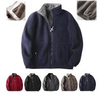 Genérico Men's Double Layer Fleece Hooded Jacket,Winter Warm Thick Soft Fleece Coat for Men,Full Zip Lightweight Outdoor Hiking Jacket