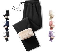 Genérico Mens Double-Layer Fleece Lined Thermal Jogger Pant, Winter Warm Straight Leg Drawstring Track Pants, with Pockets (Black,3XL)