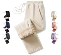 Genérico Mens Double-Layer Fleece Lined Thermal Jogger Pant, Winter Warm Straight Leg Drawstring Track Pants, with Pockets (Khaki,5XL)