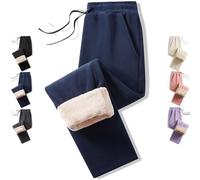 Genérico Mens Double-Layer Fleece Lined Thermal Jogger Pant, Winter Warm Straight Leg Drawstring Track Pants, with Pockets (Blue,XXL)