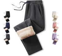 Genérico Mens Double-Layer Fleece Lined Thermal Jogger Pant, Winter Warm Straight Leg Drawstring Track Pants, with Pockets (Grey,4XL)