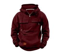 Genérico Men's Fashion Spring and Autumn Casual Long Sleeve Button Lapel Three Piece Plaid Printed Sweatshirt Sudaderas Hombre Originales (Wine-a, 3XL)