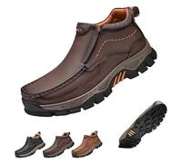 Genérico Men's Handmade Genuine Leather Orthopedic Comfortable Walking Boots, Genuine Leather Orthopedic Boots, Spacious Toe Box (Dark Brown,41)