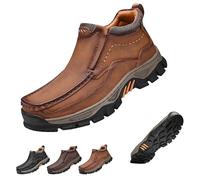 Genérico Men's Handmade Genuine Leather Orthopedic Comfortable Walking Boots, Genuine Leather Orthopedic Boots, Spacious Toe Box (Brown,46)