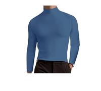 Genérico Men's High Neck Slim Fit T-Shirt, for Gym or Casual Wear, Slim Fit Stretchy & Breathable Top, Modern Style & Comfort (Blue,XXL)