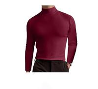Genérico Men's High Neck Slim Fit T-Shirt, for Gym or Casual Wear, Slim Fit Stretchy & Breathable Top, Modern Style & Comfort (Burgundy,3XL)