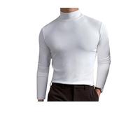 Genérico Men's High Neck Slim Fit T-Shirt, for Gym or Casual Wear, Slim Fit Stretchy & Breathable Top, Modern Style & Comfort (White,3XL)