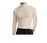 Genérico Men's High Neck Slim Fit T-Shirt, for Gym or Casual Wear, Slim Fit Stretchy & Breathable Top, Modern Style & Comfort (Apricot,3XL)