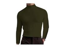 Genérico Men's High Neck Slim Fit T-Shirt, for Gym or Casual Wear, Slim Fit Stretchy & Breathable Top, Modern Style & Comfort (Army Green,XXL)