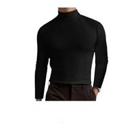 Genérico Men's High Neck Slim Fit T-Shirt, for Gym or Casual Wear, Slim Fit Stretchy & Breathable Top, Modern Style & Comfort (Black,M)