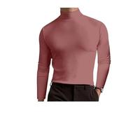 Genérico Men's High Neck Slim Fit T-Shirt, for Gym or Casual Wear, Slim Fit Stretchy & Breathable Top, Modern Style & Comfort (Peach,M)
