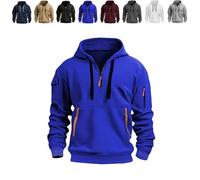 Genérico Men's Hoodies Quarter Zip Pullover Vintage Workout Running Active Hoodies with Pockets Military Tactical Sweatshirt (1PCS/E,XL)