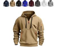 Genérico Men's Hoodies Quarter Zip Pullover Vintage Workout Running Active Hoodies with Pockets Military Tactical Sweatshirt (1PCS/G,4XL)