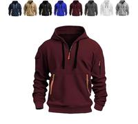 Genérico Men's Hoodies Quarter Zip Pullover Vintage Workout Running Active Hoodies with Pockets Military Tactical Sweatshirt (1PCS/D,M)