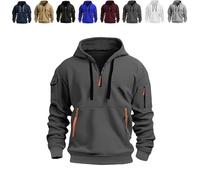 Genérico Men's Hoodies Quarter Zip Pullover Vintage Workout Running Active Hoodies with Pockets Military Tactical Sweatshirt (1PCS/C,M)