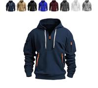 Genérico Men's Hoodies Quarter Zip Pullover Vintage Workout Running Active Hoodies with Pockets Military Tactical Sweatshirt (1PCS/H,S)