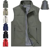 Genérico Mens Quick Dry Vests Lightweight Sleeveless Multiple Pockets Jacket (Green,M)