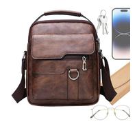 Genérico Mens Retro PU Leather Bag - Large Capacity Casual Shoulder Bag | Vintage Messenger Bags For Work & Travel | Multi-Functional Chest Pack & Sling With Adjustable Strap