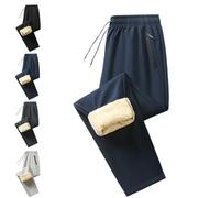 Genérico Men's Sherpa Lined Sweatpants Fleece Sweatpants Men Straight Leg Winter Warm Athletic Pants with Zip Pockets (Blue,XL)