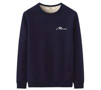 Genérico Mens Sherpa Thermal Lined Crewneck Sweatshirt, Winter Fleece Flannel Shirts Warm Long Sleeve Thick Pullover for Men (Navy Blue,M)