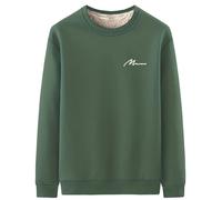 Genérico Mens Sherpa Thermal Lined Crewneck Sweatshirt, Winter Fleece Flannel Shirts Warm Long Sleeve Thick Pullover for Men (Green,3XL)