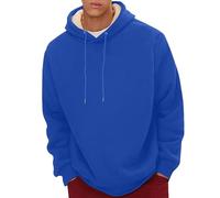 Genérico Men's Spring Autumn and Winter Pure Color Plus Velvet Thickened Casual Pullover Long Sleeve Warm Sweatshirt Sudadera Colores (Blue, 4XL)