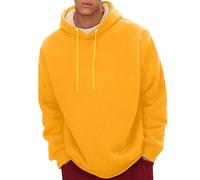 Genérico Men's Spring Autumn and Winter Pure Color Plus Velvet Thickened Casual Pullover Long Sleeve Warm Sweatshirt Sudadera Colores (Yellow, XXL)