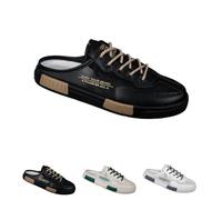 Genérico Men's Summer Breathable Loafer Slippers Non-Slip Casual Slip On Loafers Comfortable Closed-Toe Outdoor Sports Sandals for Walking (Black,44)