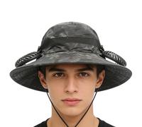 Genérico Mens Sun Hat - Lightweight Headgear, USB Rechargeable Fan | Cooling Fan Hat, Printed Sun Protection Cap For Backpacking, Camping, Fishing, Hiking, Traveling, Beach, Vacation, Picnic